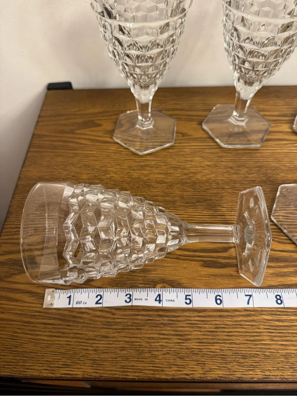 Vintage Fostoria American Clear Glass Water Goblets - Set of 5